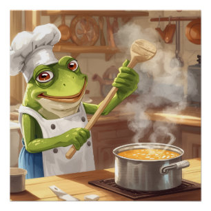 Pôster Chef Sapo Cozinhando Felicidade – FrogPosters