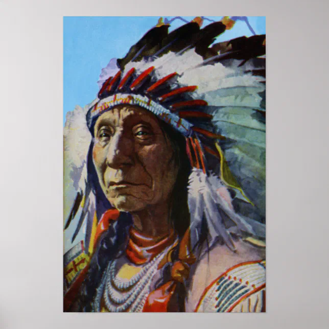 立体壁掛け　1931 Indian chief4 Large Sitting Native Indian Tribal Chief Medicine Man With Peace