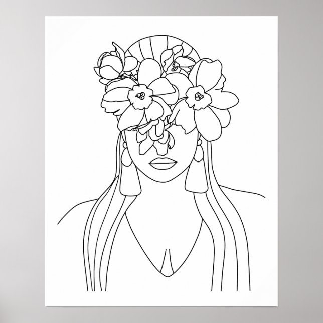 Poster Chefe De Arte De Linha De Flores (Frente)