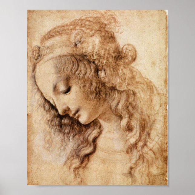 Poster Chefe de mulher de Leonardo da Vinci (Frente)