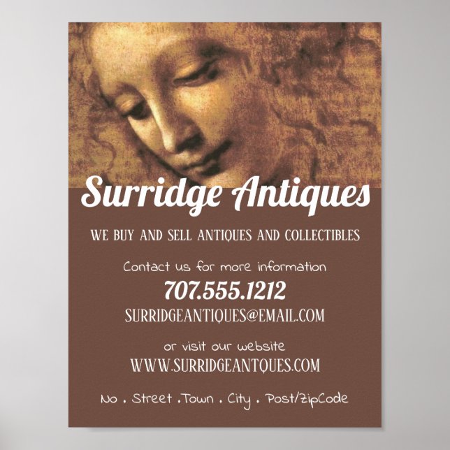 Poster Chefe de uma Mulher, Leonardo Da Vinci, Loja Antic (Frente)