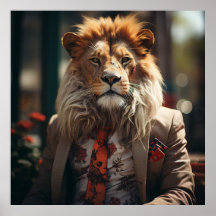 Chefe do Crime Lion em um terno e gravata