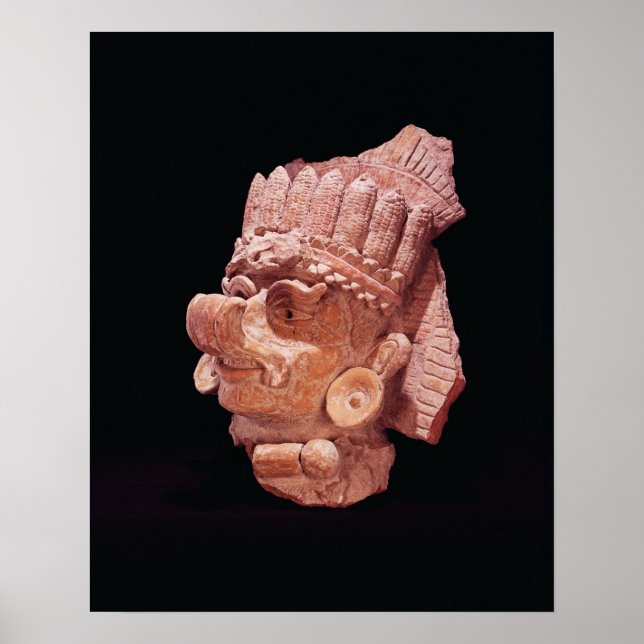 Pôster Chefe do deus do milho maia, Oaxaca, c.500 AD (Frente)