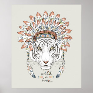 Poster Chefe indiano do nativo americano do tigre