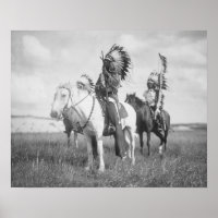 Chefe Indiano em Horseback, 1905. Vintage Photo