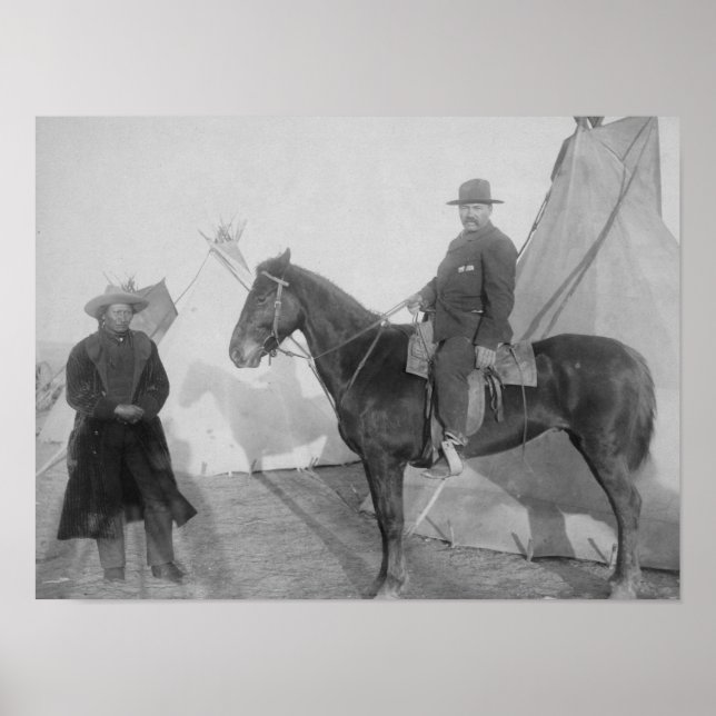 Poster Chefe Oglala "Urso Rochoso" com Branco (Frente)