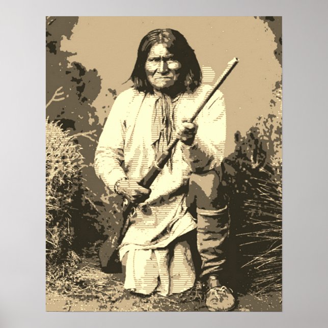 Poster Chefe Sepia Geronimo Pop Art (Frente)