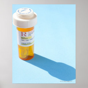Pôster Cheio da garrafa de comprimido da medicamentação
