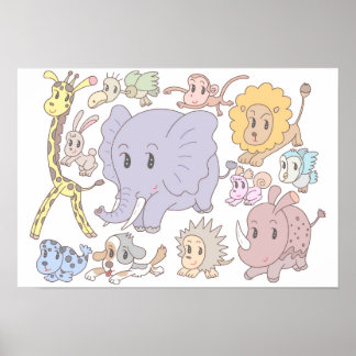 Poster Cheio de energia! Doze animais alegres.