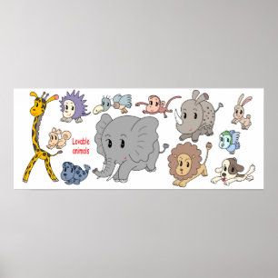 Poster Cheio de energia! Doze animais alegres.