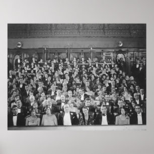 Poster CHEIO HOUSEaudience, vintage, teatro, multidão, pe