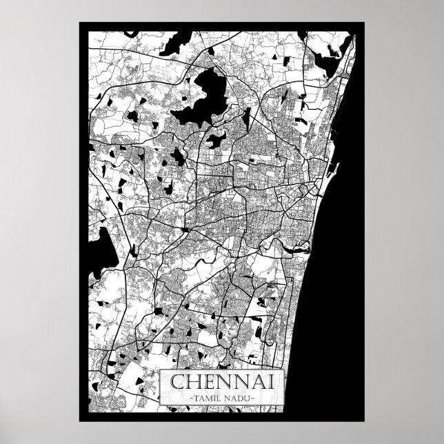 Poster Chennai Tamil Nadu Map (Frente)