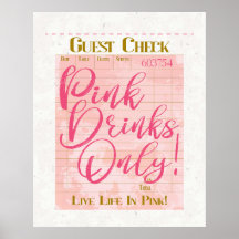 Cheque de Convidado Bebidas Rosa Rosa de Recebimen