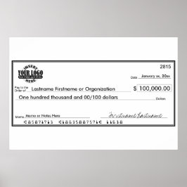 Poster Cheque em Branco para Sorteios e Premiações
