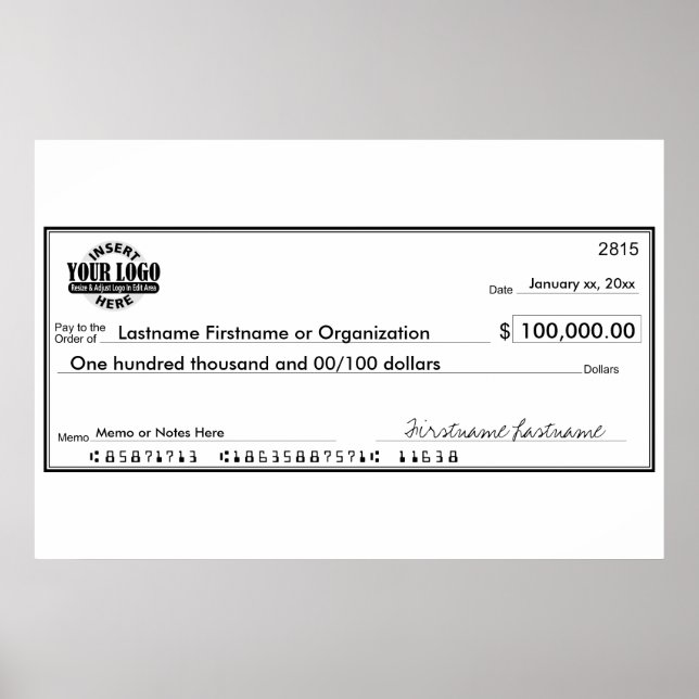 Poster Cheque em Branco para Sorteios e Premiações (Frente)