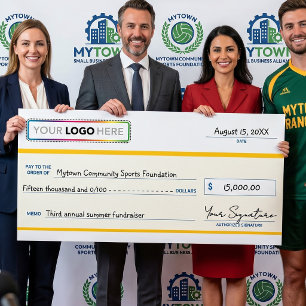 Poster Cheque Promocional Gigante com Logotipo da Empresa