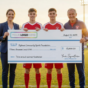 Poster Cheque Promocional Oversized com Logotipo da Empre