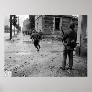 Pôster Cherbourg França Rua dos EUA lutando contra a Segu