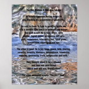 Poster CHEROKEE da arte do CONTO de DOIS LOBOS