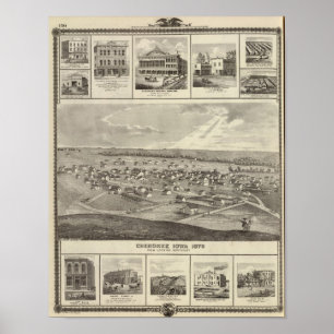 Poster Cherokee, Iowa, 1875 negócios em Centerville