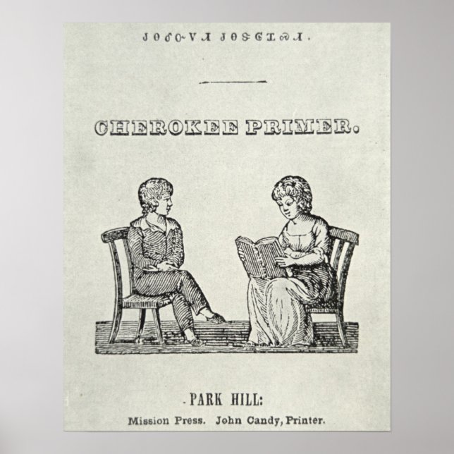 Poster Cherokee Primer, 1845 (gravura) (Frente)