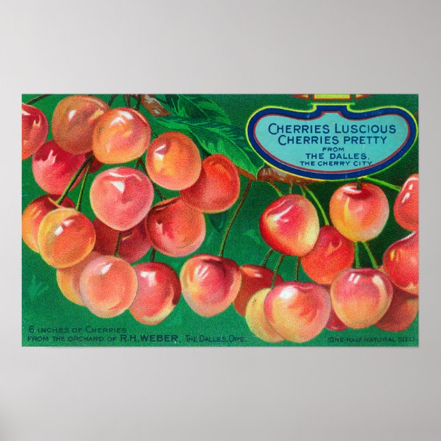 Poster Cherries from the Cherry CityThe Dalles, OR (Frente)