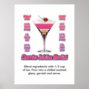 Poster Cherries Jubilee Martini Cocktail Recebe 18"x24"
