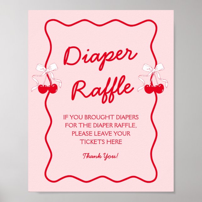 Poster Cherry Baby Shower Diaper Raffle (Frente)