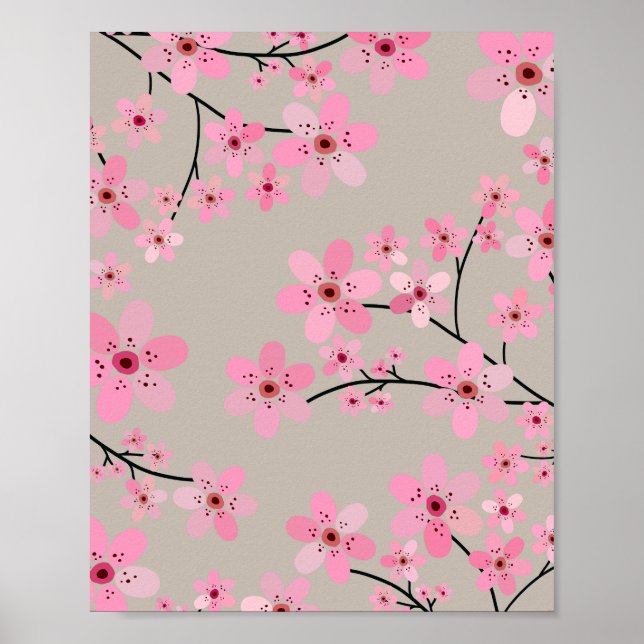 Poster Cherry Blossom 08 Beige Neutro (Frente)
