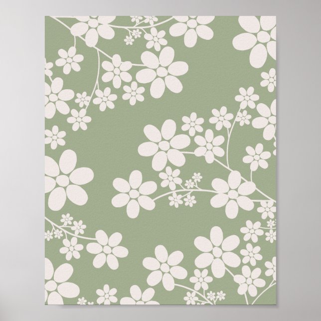Poster Cherry Blossom 13 Sage Green (Frente)