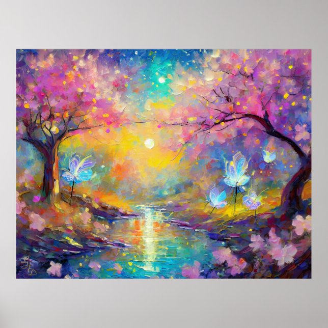 Poster Cherry Blossom Fantasy Sunrise Stream (Frente)