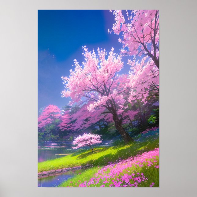 Poster Cherry Blossom Riverbank (Frente)