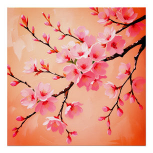 Pôster Cherry Blossom Travesseiro - Elegante Sakura Throw