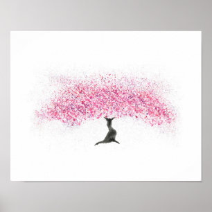 Poster Cherry Blossom Tree Watercolor