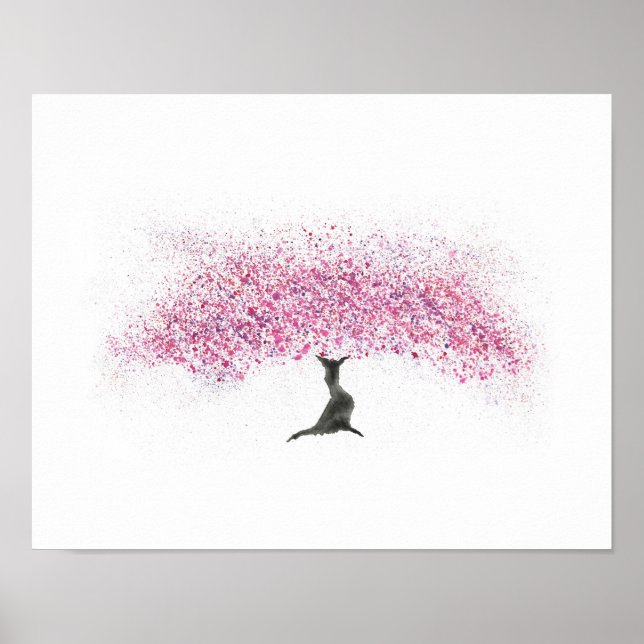 Poster Cherry Blossom Tree Watercolor (Frente)