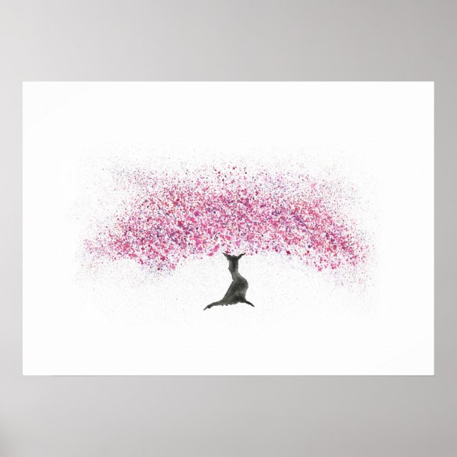 Poster Cherry Blossom Tree Watercolor (Frente)