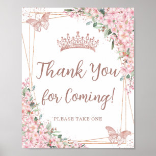 Poster Cherry Blossomo Rosa Dourado Quinceañera Obrigado