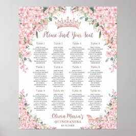 Poster Cherry Blossomo Rosa Dourado Quinceanera Seating