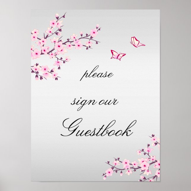 Poster Cherry Blossomo - Sinal de Cinza Rosa Guestbook (Frente)