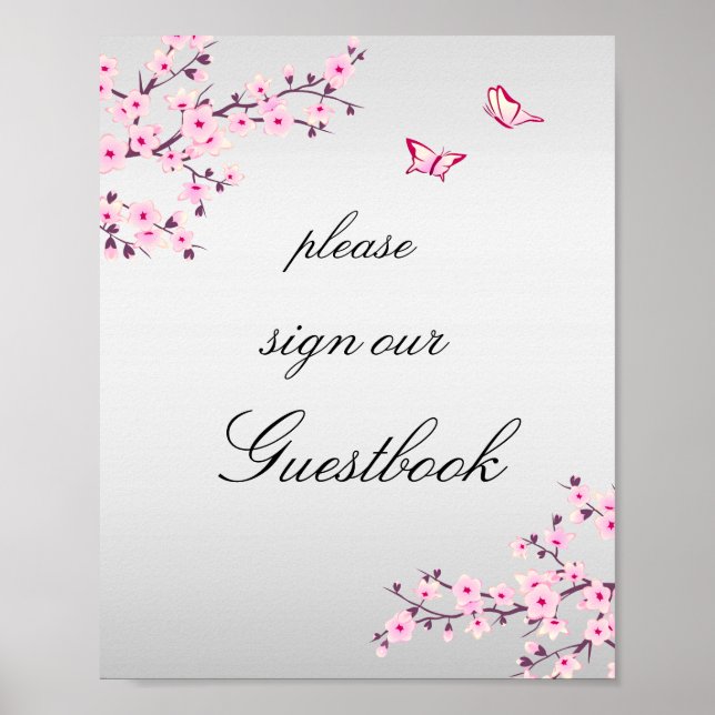 Poster Cherry Blossomo - Sinal de Cinza Rosa Guestbook (Frente)