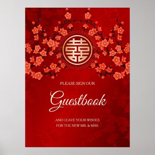 Poster Cherry Blossoms China Weds Guest Book (Frente)
