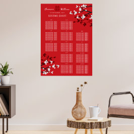Poster Cherry Blossoms Double Xi Asian Wedseat Chart