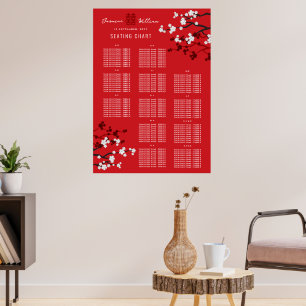 Poster Cherry Blossoms Double Xi Asian Wedseat Chart