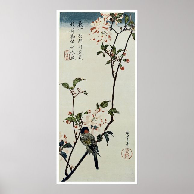 Poster Cherry Blossoms e Small Bird (Frente)