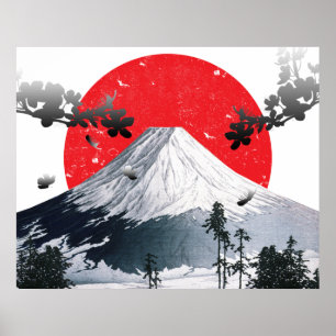 Poster Cherry Blossoms Monte Fuji Japão