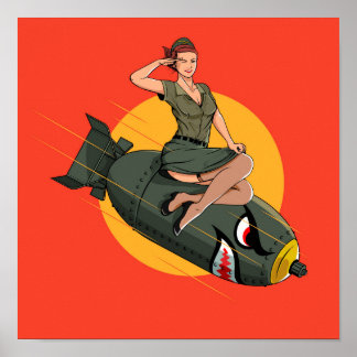 Poster Cherry Bomb WW2 Pin Up Girl