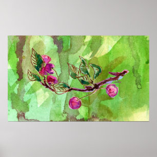 Poster Cherry Branch em verde