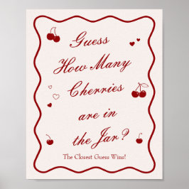 Poster Cherry Bridal Shower Guess How Many Cherries