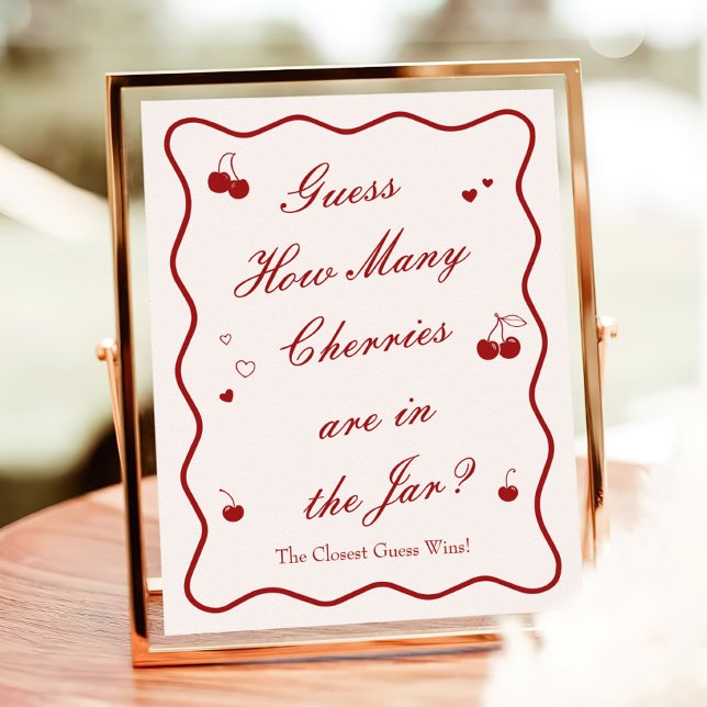 Poster Cherry Bridal Shower Guess How Many Cherries (Criador carregado)