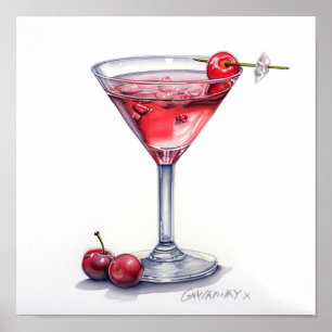 Poster Cherry Cocktail Art